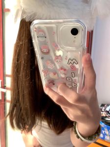 New Year Pink Bunny for Iphone16 Phone Case Niche Style 15Promax Protective Case 13/12mini Girly Simplicity 678plus Cute Couple Xsmax/Xs/Xr/14