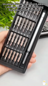 Obeng Set 24 in 1 Magnet Magnetic Reparasi HP Obeng HP / Obeng Komputer / Obeng Jam / Obeng Tamiya Berbahan Alumunium Screwdriver Tool Kit