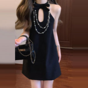 HUAYILING | Halter Lace-up Sleeveless Summer Dress