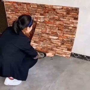 พร้อมส่ง วอลเปเปอร์สามมิติ 70*77cm มีกาวในตัวติดผนัง 3D wallpaper วอลล์เปเปอร์ลายอิฐ ลายหินอ่อน wallpaper 3D