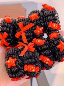 วันชาติเด็กอุปกรณ์เสริมผมสาวสีแดง Candy Knot ผมรื่นเริงวิกผม Headwear สไตล์จีนแบบดั้งเดิม