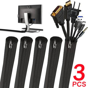 1/2/3Pcs 50cm Reusable Cable Sleeve with Zipper Flexible Sleeving Wire Cable Management for TV Computer Entertainment Cable Organisers