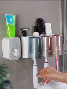 Luckin Mall Household Toilet Articles And Appliances Household Washing Table Toothbrush Toothpaste Storage Rack Bathroom Wall Mounted