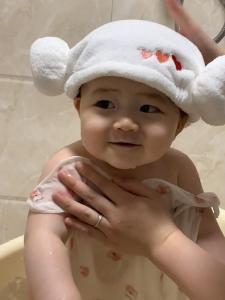 หมวกแห้งผมทรงหางแกะสำหรับเด็ก เสื้อผ้าเด็ก หมวกแห้งผม ผ้าขนหนูสำหรับอาบน้ำ ผ้าคลุมศีรษะ แห้งเร็ว ดูดซับน้ำได้ดี ผ้าโพลีเอสเตอร์