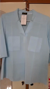 Áo sơ mi nữ kiểu công sở tay lửng cổ V xinh xắn