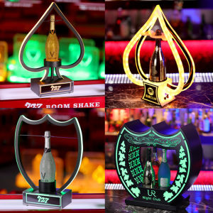 High-End Champagne King Alcohol Base Laser Illumination Wine Stand Bar KTV Alcohol Dispenser Premium Quality Synthetic Material