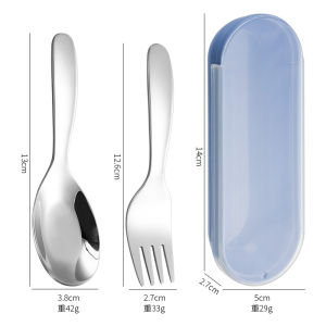 2 Pcs 1 Set Portable Spoon Fork Tableware Outdoor Camping Stainless Steel Cutlery Set for Hiking Outdoor Camp Cooking Supplies