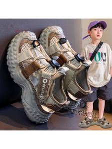 Boys Sandals Breathable Hollow out Design Summer New Style Childrens Anti-Slip Soft Bottom Single Net Middle Large Childrens Beach Shoes