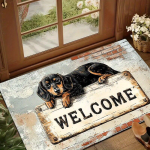 VIKAMA Cartoon Lying Cat Wooden Print Doormat Non Slip Water Absorbent Floor Mat Front Door Bathroom Bedroom Indoor Home Decor