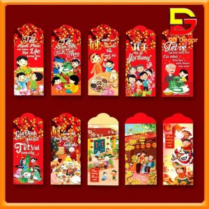 Bao Lì Xì Truyền Thống Bao Lì Xì In Chữ Ý Nghĩa Dễ Thương Thiết Kế Độc Đáo Lạ Mắt DC-208