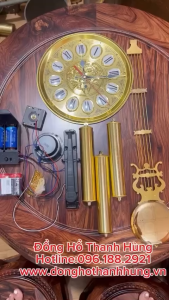 Bộ máy đồng hồ quả lắc cây gốc lũa đồng hồ cây hãng Sinix Hàn Quốc cao cấp đánh chuông nhạc cổ điển kích thước mặt 27 cm