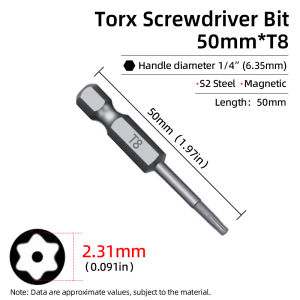 50mm Magnetic Torx Screwdriver Bit Set 1/4 Hex Shank Hollow Hole T5-T40 Security Tamper Bits Electric Drill Driver Hand Tools