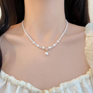 สร้อยคอโซ่กระดูกไหปลาร้าไข่มุกสีชมพูสำหรับผู้หญิง 2025 รุ่นใหม่ สไตล์หรูหรา เครื่องประดับโซ่กระดูกไหปลาร้า 2024 ฤดูร้อน