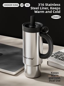 COOKER KING | Insulated Stainless Steel Cup with Straw