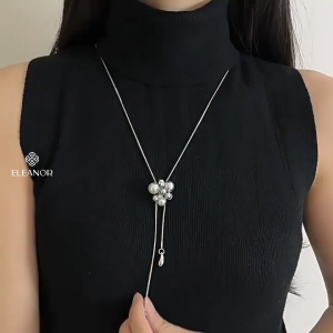 Dây chuyền nữ dây rút Eleanor Accessories phối charm bi tròn phụ kiện trang sức vòng cổ 10143