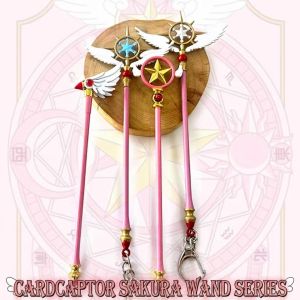 Cardcaptor Sakura Mini Metal Magic Wand Set for Dolls & Figures Anime Clow Reed Star Sealing Wand Miniature Staff Props Cosplay Accessory for Action Figures BJD Nendoroid & Display Collection