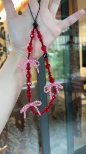 C Trang Chủ Nguyên Bản Dây Điện Thoại Di Động Dây Thừng Bông Tuyết Nơ Hạt Thủ Công Dây Chuyền Điện Thoại Di Động Silicon Mặt Dây Chuyền Túi Đồ Trang Trí