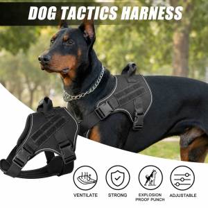 Lovinland Pet Dog Tactical Dog Harness Vest Breathable Dog Harness Adjustable Size Training Vest for Medium and Large Dog