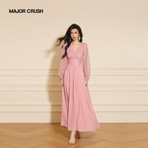 Elegant High Waist Pink Dress