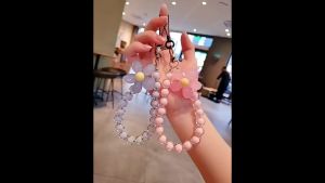 Bead Phone Charm Strap Wrist Strap Charm Mobile Phone Bead Chain Colorful Flower Beaded Phone Lanyard