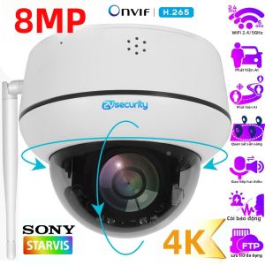 Camera Dome WiFi PTZ 4K 8MP Cảm Biến Sony Trong Nhà/ngoài Trời Không Dây An Ninh CCTV Với Chức Năng Theo Dõi Người/xe Và Âm Thanh Hai Chiều
