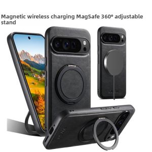 360° Rotating Stand Compatible with Google Pixel Full Cover Magnetic Charging Carbon Fiber Phone Case Business Style Protection