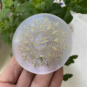 Natural Selenite Slice Slab White Gypsum 7 Chakras Flower of Life Charging Plate Yoga Meditation Fengshui Healing Crystals Stone