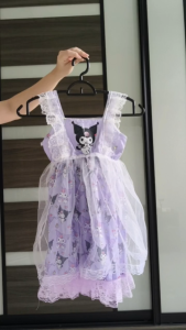 Girls Kuromi & My Melody Lolita Dress Girl Lace Sleeve Tulle Princess Dress Kids Cartoon Skirt Birthday dress C143