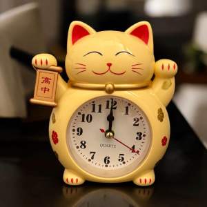 Đồng Hồ Báo Thức [2025]Mèo Thần Tài May Mắn Để Bàn Chuông Điện Tử Tít Tít Dễ Thương