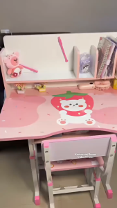 Adjustable Kids Study Desk & Chair Set Ergonomic Childrens Writing Table Drawers & Space Saving Design Boys & Girls