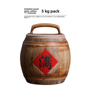 Jingdezhen Ceramic Rice Tub Home Use with Lid Sealed Bucket Moisture Proof Bug Proof Storage Rice Box Rice Barrel
