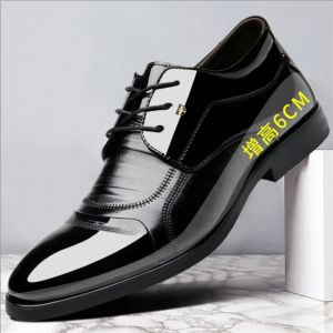Real Soft Leather Shoes Mens Business Youth Formal Wear Solid Color Patent Leather Hidden Heel Mens Casual Large Size Summer Breathable