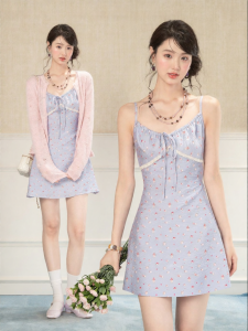 loveheynew | Đầm A-line Ôm Dáng Mới Hè Có Ren và Quai Spaghetti