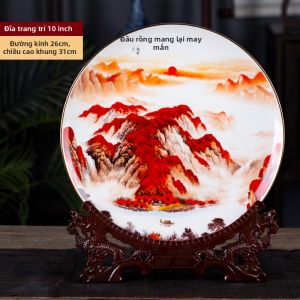 Đĩa Sứ Trang Trí Viền Vàng May Mắn Thịnh Vượng