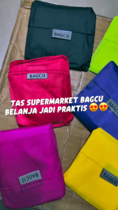 Tas Belanja Shopping Bag Jinjing Kain Korea Lucu Tas Supermarket Baggu Bagcu Modis Lipat Praktis