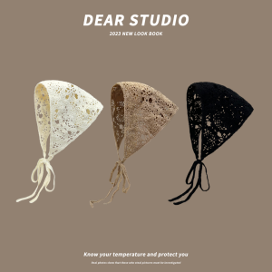 K-style Ins Internet Celebrity Spring and Summer Travel Handmade Crochet Triangular Binder Female Sweet Cute Flowers Knitting Bandana Headband