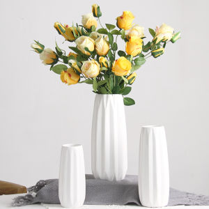 Modern Nordic White Ceramic Flower Vase Freshwater Cultivation Tea Table Decoration Dried Flowers Simple Home Living Room Decor