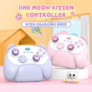 IINE PC/iOS/Android/Phone/Switch Meow Cat Controller with Charging Dock Hall Effect Joystick & Trigger  Two-Player Game