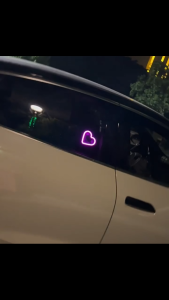 SEAMETAL Solar Powered Car Interior Heart-shaped Neon Light Atmosphere Lamp LED Auto Triangle Window Glowing Atmosphere Light