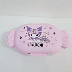 กล่องข้าว 2ช่อง ทรงท๊อฟฟี่ พร้อมช้อนส้อม ลาย คุโรมิ Kuromi / ชินจัง Shinchan