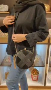 Waiwai Tas Kondangan Wanita Bulat Satin Sling Bag Mewah Elegan Simpel Murah R2020 Clutch