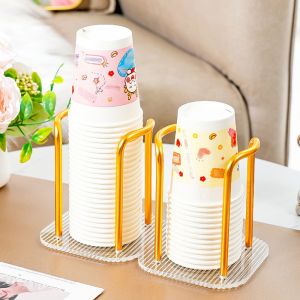 Disposable Paper Cup Storage Rack Desktop Water Dispenser Coffee Table Inverted Dustproof Cup Extractor