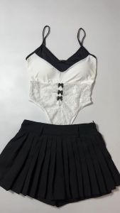 Korean Hot Bodysuit Corset Top Padded Soft Breathable Sleeveless Lace Trim