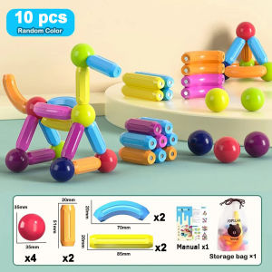 Magnet Ball Sticks Rod Games Magnetic Construction Set 188PCS Magnetic Building Blocks Toy Montessori Educational Toys for Kids