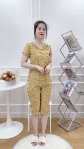 (BunnySky) quần áo nữ mặc nhà nữ đồ bộ thiết kế độc lạ mã kẻ mới và hoa nhí xinh