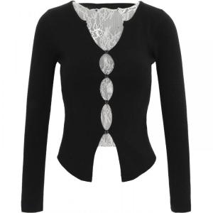 New Autumn Stylish Black Lace Design Knitwear