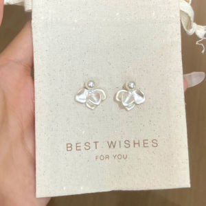 KAQI | French White Floral Faux Pearl Earrings Stylish Elegant Ear Accessories