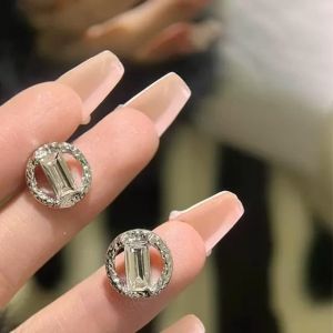 ต่างหู be your bag ก้านเงินแท้ S925 คริสตัลเหลี่ยมในวงกลม Code 2091 (ฺB8)