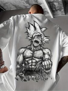 Bandai | Dragon Ball Anime Broly Black Pattern Printed T-shirt Green Hair Power Boost Z Logo DAS Printed Super Saiyan Streetwear