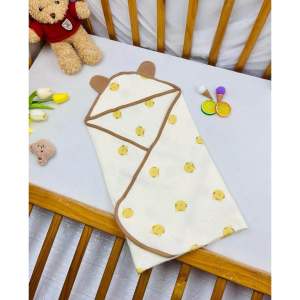 Ủ Choàng Muslin 4 Lớp Có Mũ Siêu Thoáng Mát Mềm Mịn Thấm Hút Tốt Cho Bé Sơ Sinh